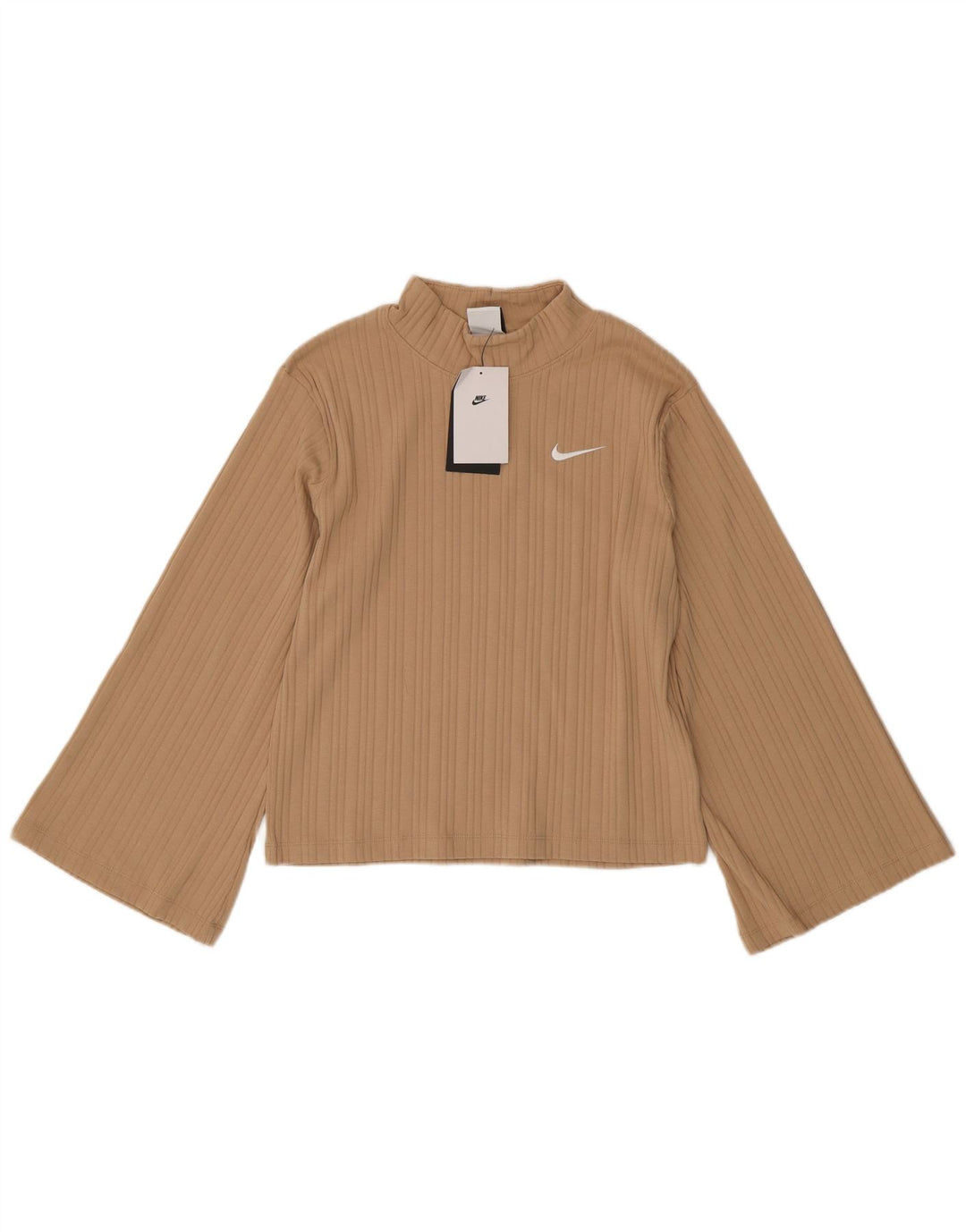 Nike Damen Top Langarm UK 6 XS Beige Baumwolle