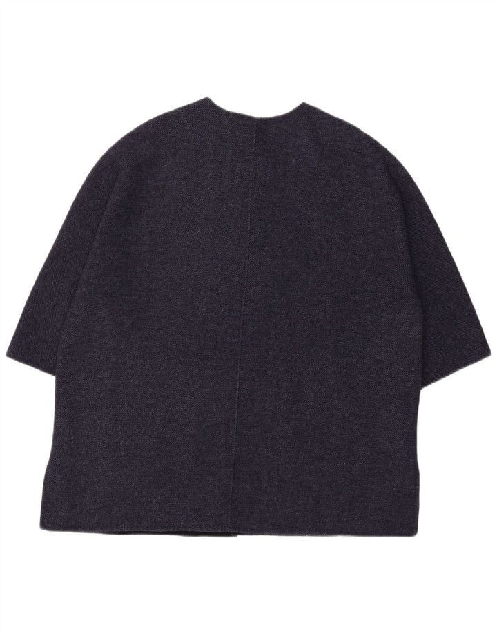 Zara Damen-Overcoat mit 3/4-Ärmeln, übergroß, UK 16, Größe L, marineblaue Wolle