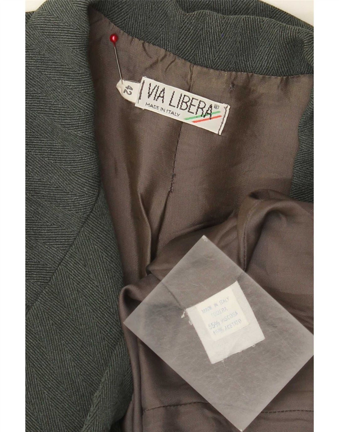 Vintage Damen Zweireihige Blazerjacke IT 42 Mittelgrünes Fischgrätenmuster