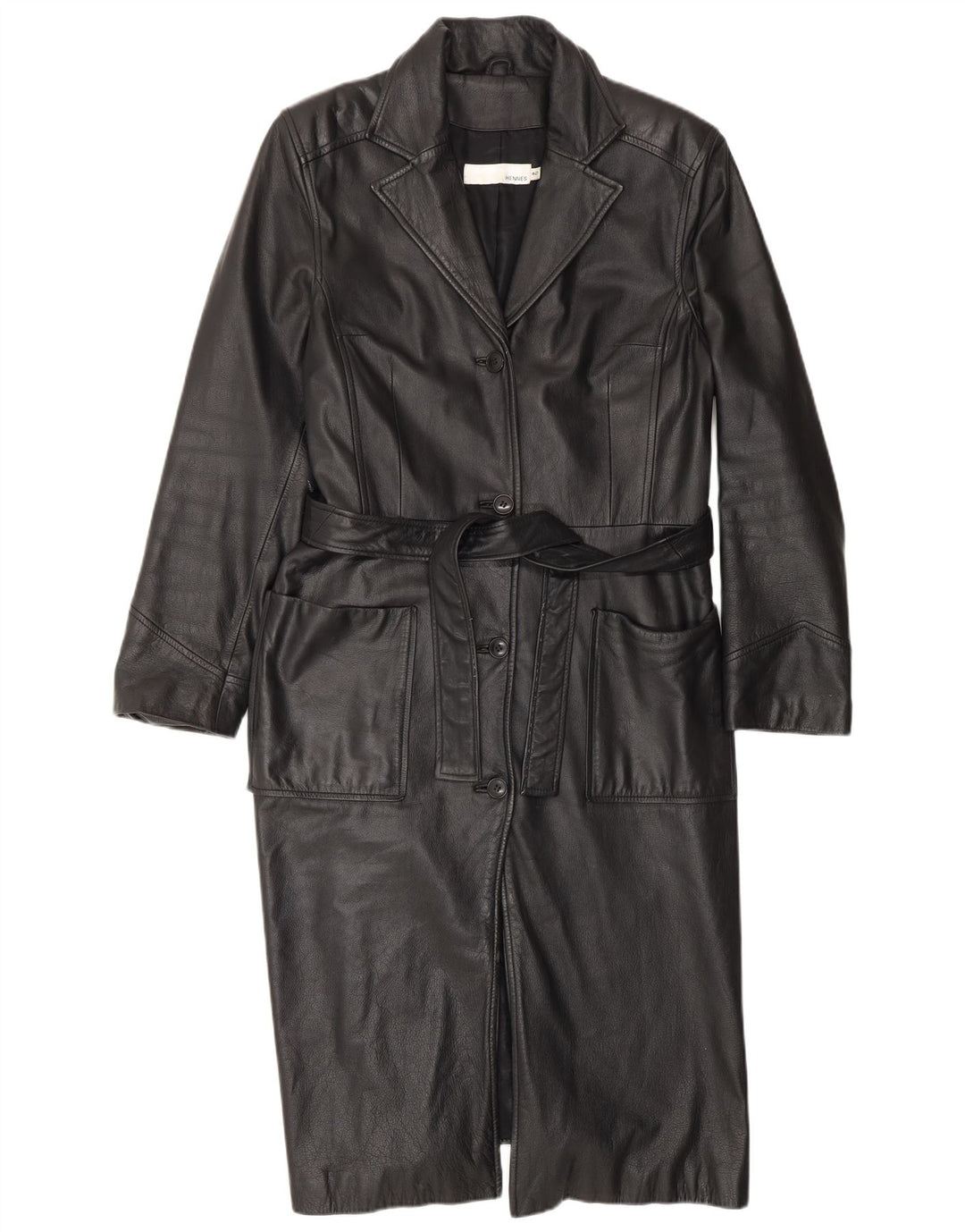 HENNES Damen Ledermantel EU 42 Großes schwarzes Leder