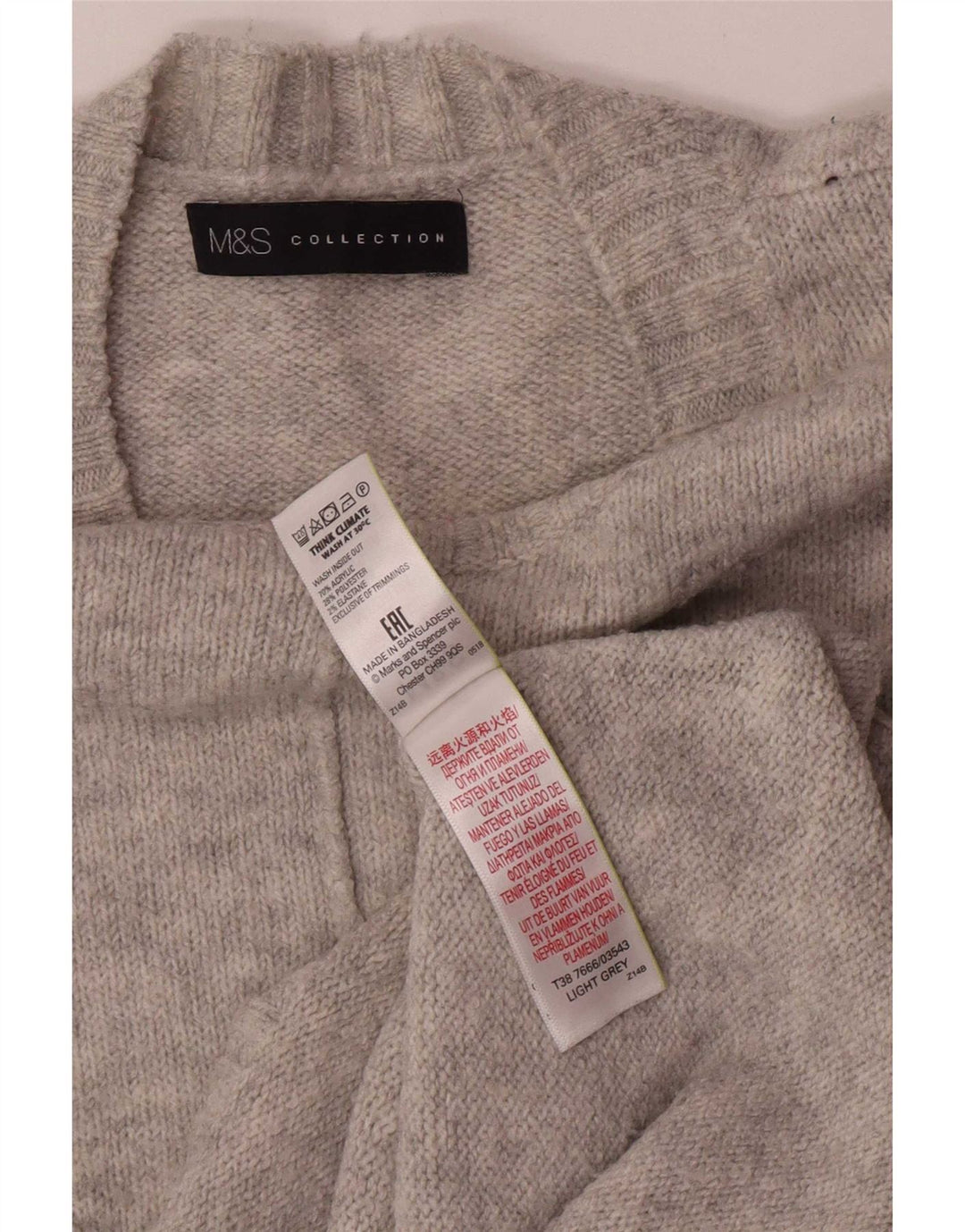 Marks & Spencer Damen-Pullover mit Rundhalsausschnitt, UK 14, mittelgraues Acryl