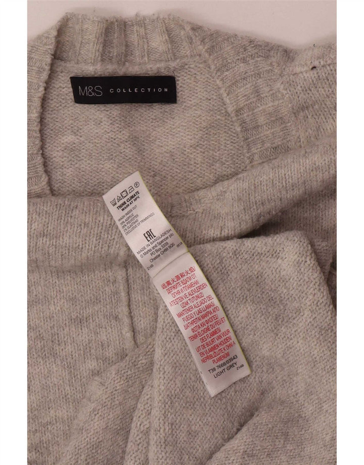 Marks & Spencer Damen-Pullover mit Rundhalsausschnitt, UK 14, mittelgraues Acryl