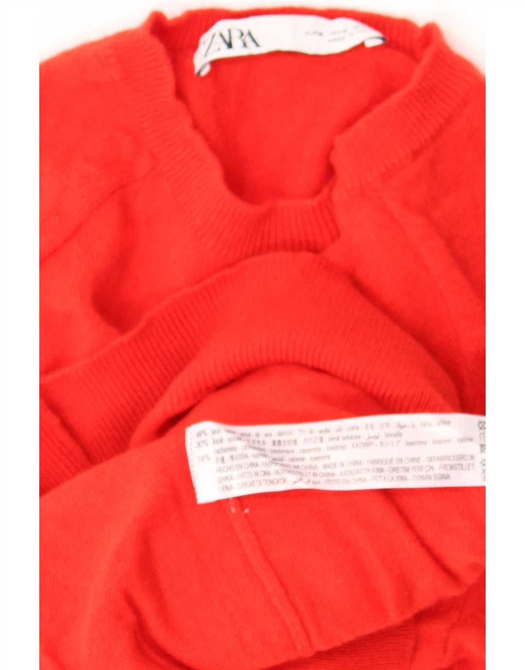 Zara Damen-Pullover mit Rundhalsausschnitt, UK 10, kleine rote Wolle