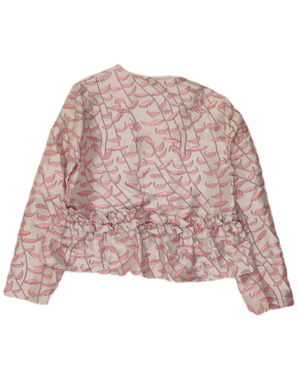 Topshop Womens Crop Abstract Pattern Shirt Bluse UK 10 Small Weiß