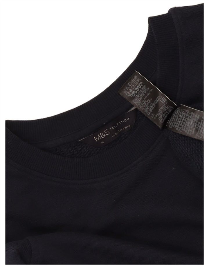Marks & Spencer Damen Sweatshirt Pullover UK 10 Small Marineblau Baumwolle