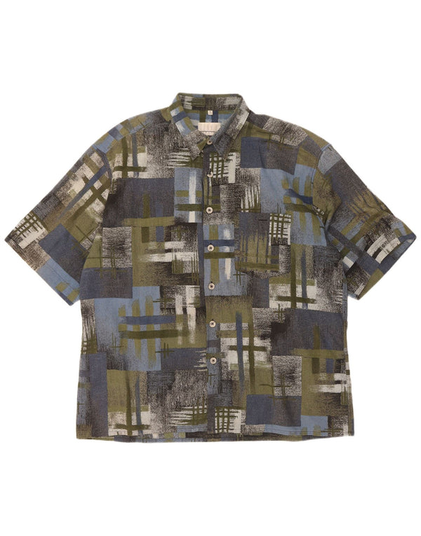 Vintage Herren Kurzarmshirt XL Grün Patchwork
