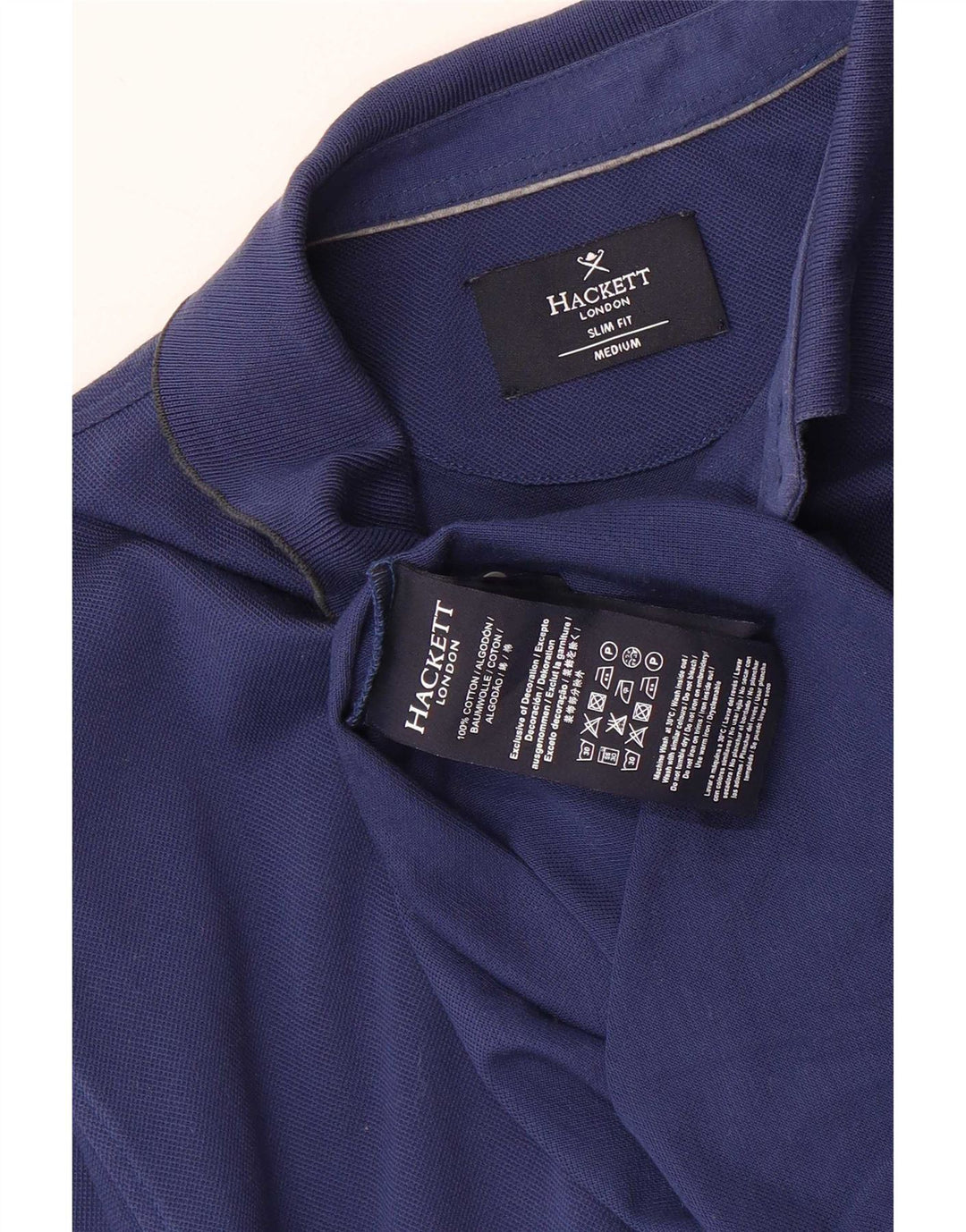 Hackett Slim Fit Herren-Poloshirt aus mittelblauer Baumwolle
