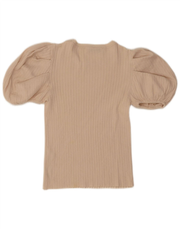 Zara Damen Crop Bluse Top UK 12 Mittelweiße Viskose