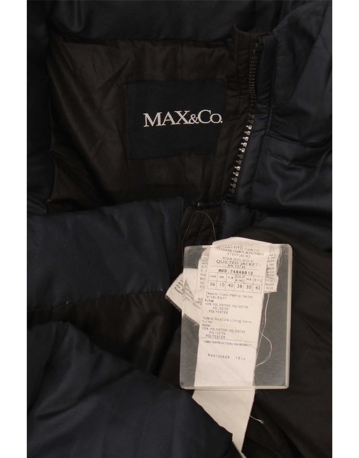 Max & Co. Damen Wattierte Jacke UK 10 Small Marineblau Polyester