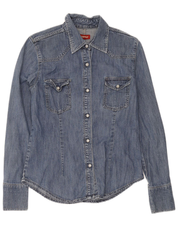 Carrera Damen Jeanshemd UK 12 Mittelblaue Baumwolle