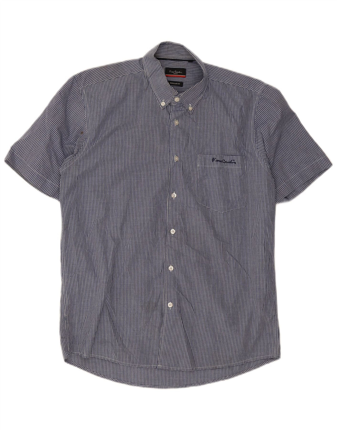 Pierre Cardin Herren-Kurzarmhemd, großes blaues Gingham-Polyester