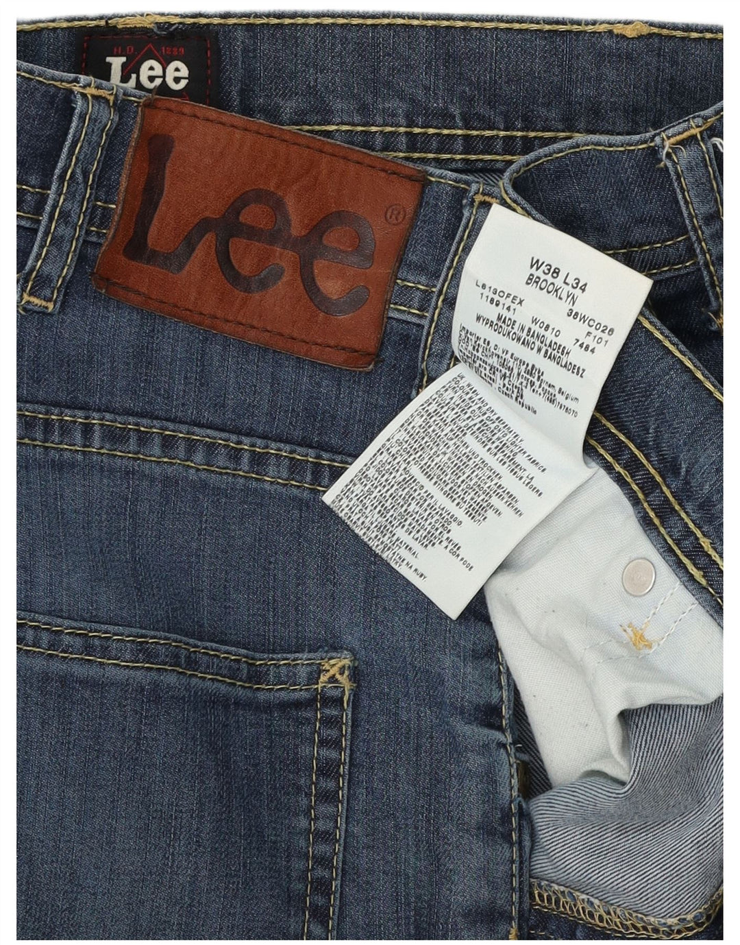 Lee Herren Brooklyn Straight Jeans W38 L31 Blaue Baumwolle