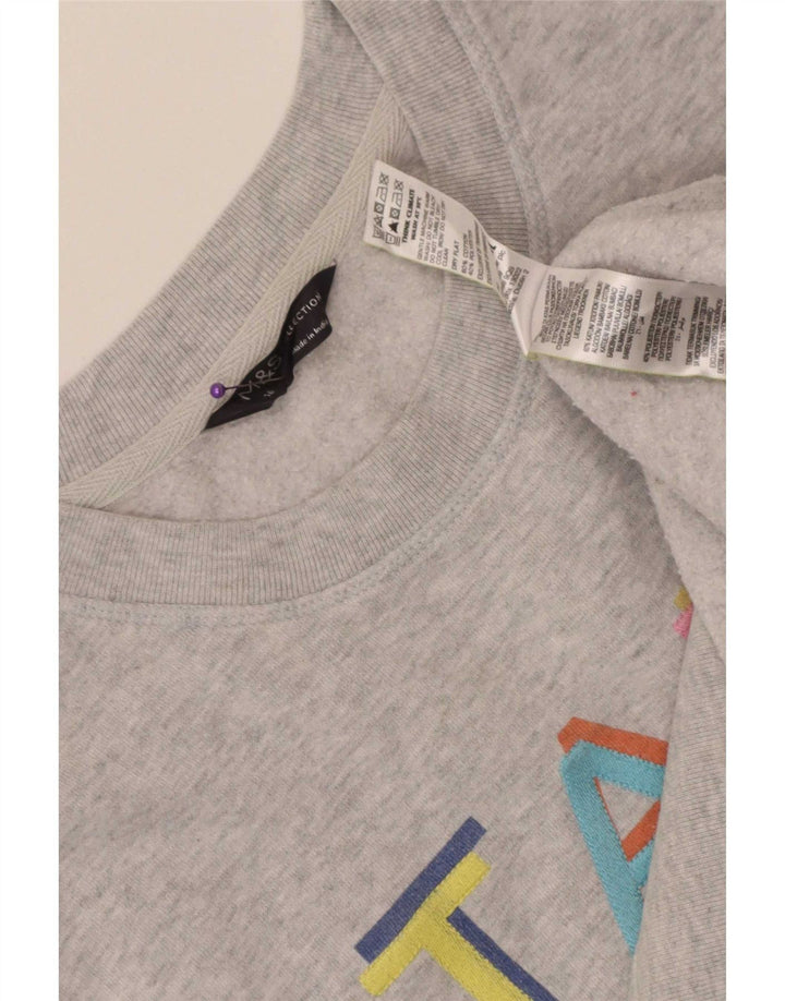 Marks & Spencer Damen Grafik-Sweatshirt-Pullover UK 16 Large Graue Baumwolle
