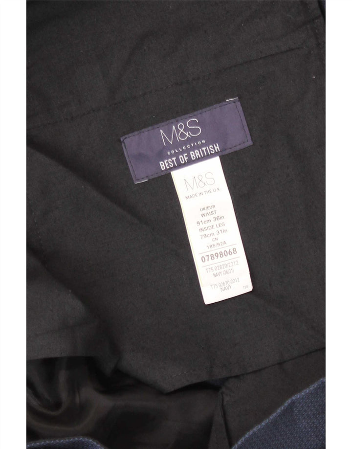 Marks & Spencer Slim-Anzughose für Herren, W36, L31, Marineblau, Baumwolle