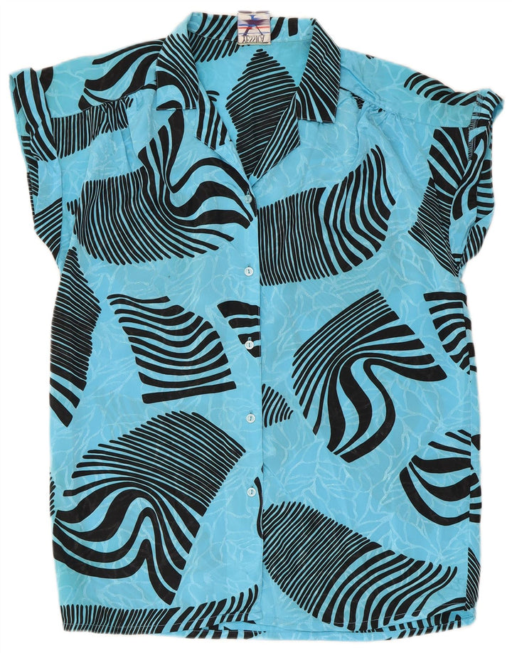 Yessica Damen-Hemdbluse mit abstraktem Muster, kurzärmelig, EU 36, klein, Blau