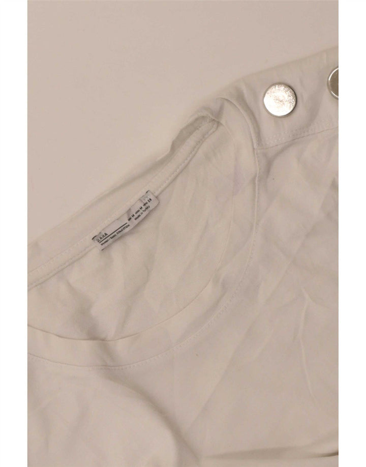 Zara Damen T-Shirt Top UK 12 Medium Weiß