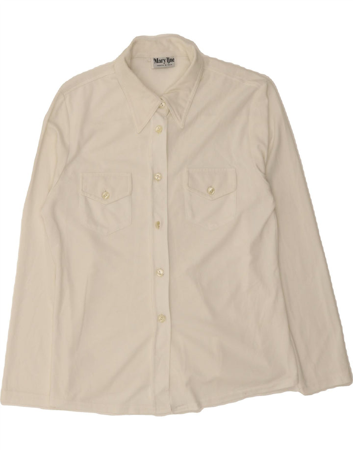 VINTAGE Womens Shirt Blouse UK 14 Large White Polyester Vintage Vintage and Second-Hand Vintage from Messina Hembry 