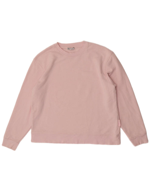 Zara Damen-Sweatshirt-Pullover in Übergröße, Gr. 16, Größe L, Rosa, Baumwolle