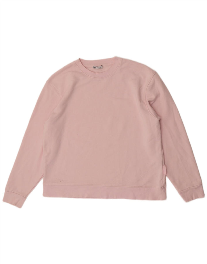 Zara Damen-Sweatshirt-Pullover in Übergröße, Gr. 16, Größe L, Rosa, Baumwolle