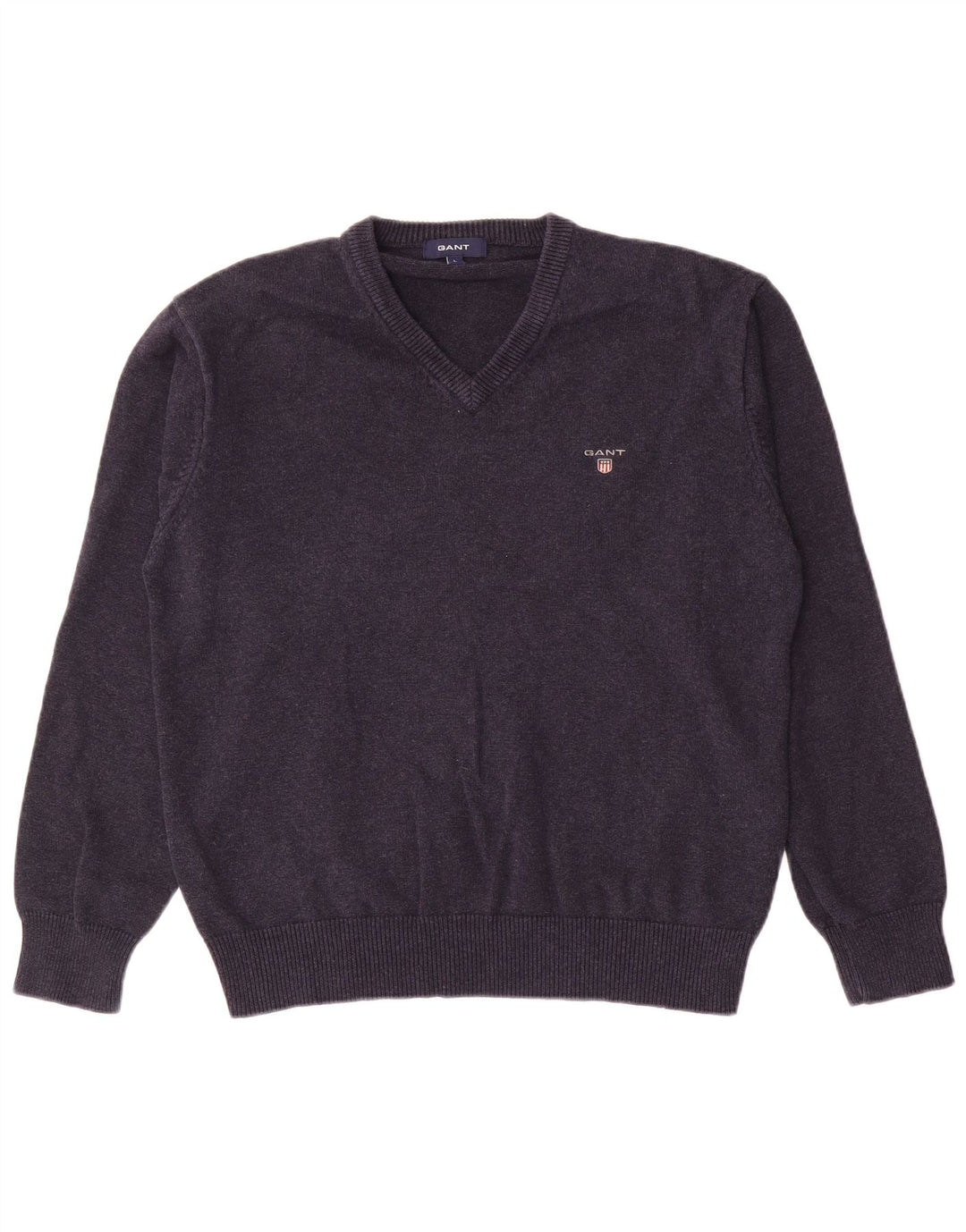 Gant Herren-Pullover mit V-Ausschnitt, groß, marineblaue Baumwolle
