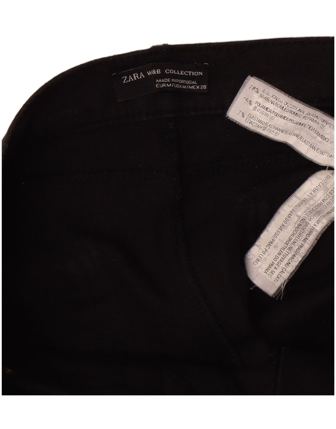Schmale Freizeithose für Damen von Zara, mittelgroß, W28, L26, schwarze Baumwolle
