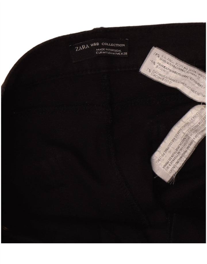 Schmale Freizeithose für Damen von Zara, mittelgroß, W28, L26, schwarze Baumwolle