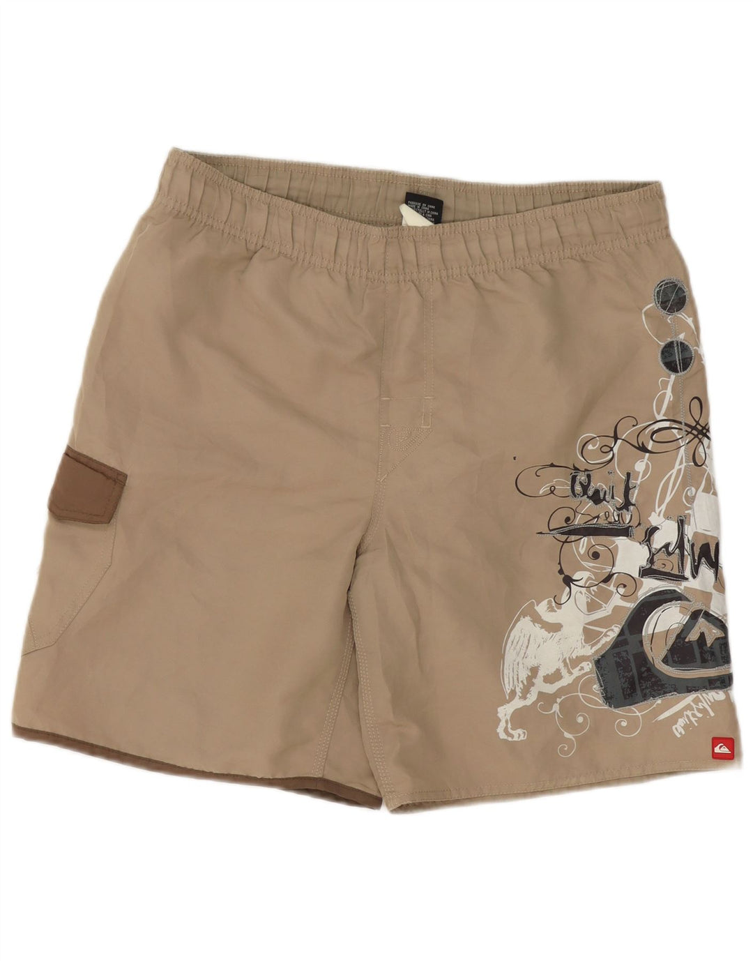 Quiksilver Herren-Badeshorts mit Grafik, Größe S, Beige, Polyester