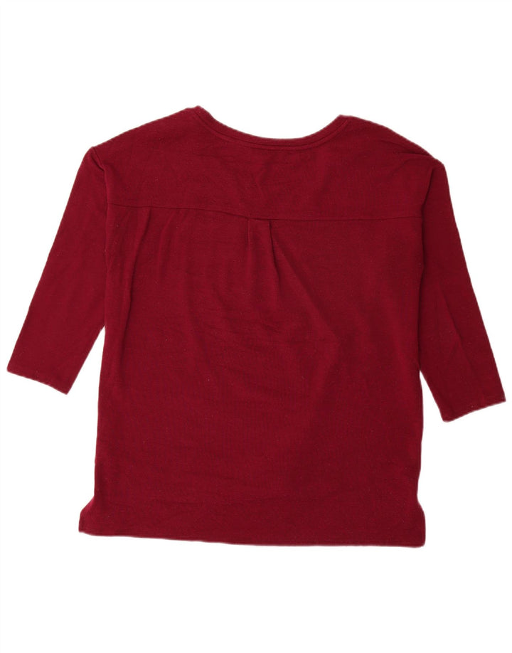 CALVIN KLEIN JEANS Damen Top 3/4 Ärmel UK 10 Small Burgund Polyester