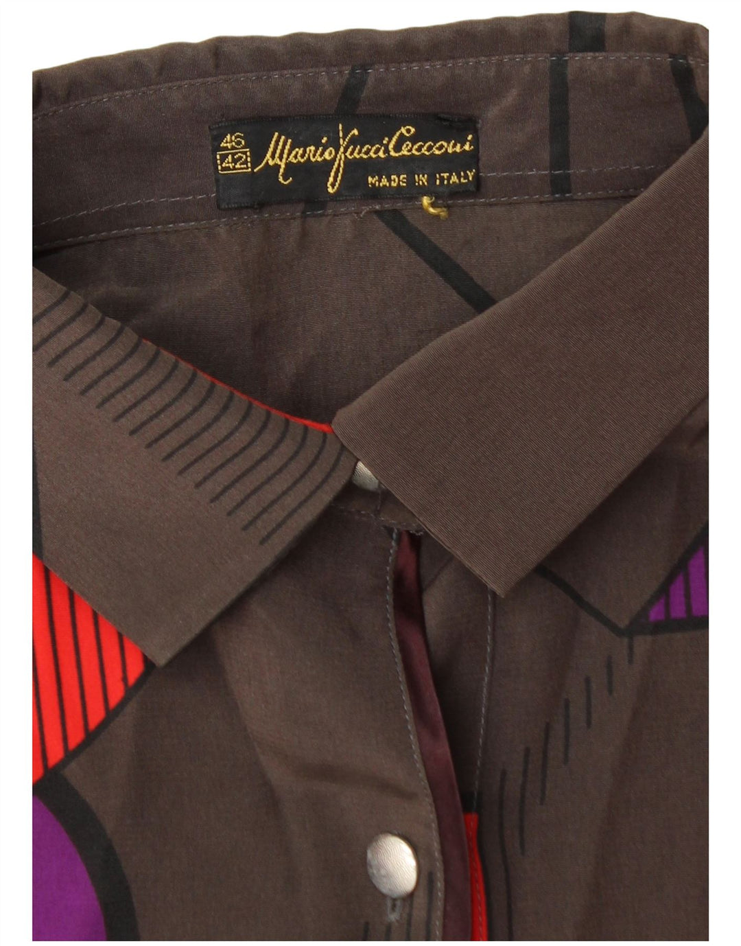 Mario Pucci Cecconi Damen Bluse Top IT 42 Mittelbraun Geometrisch