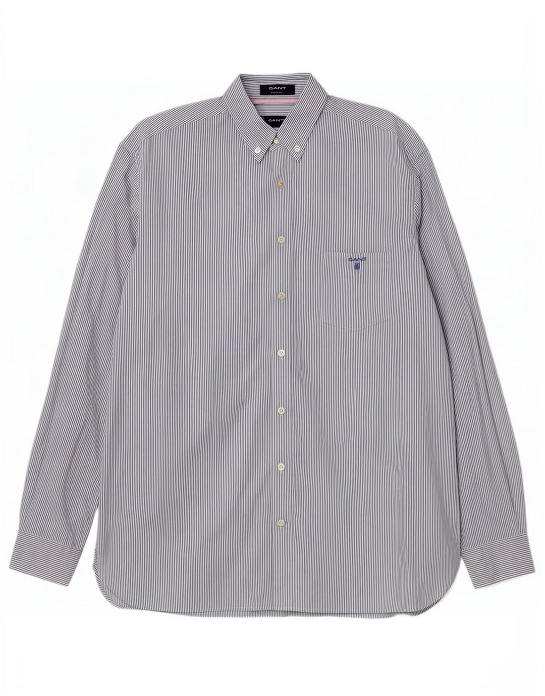 Gant Herrenhemd XL, blaue Nadelstreifen-Baumwolle