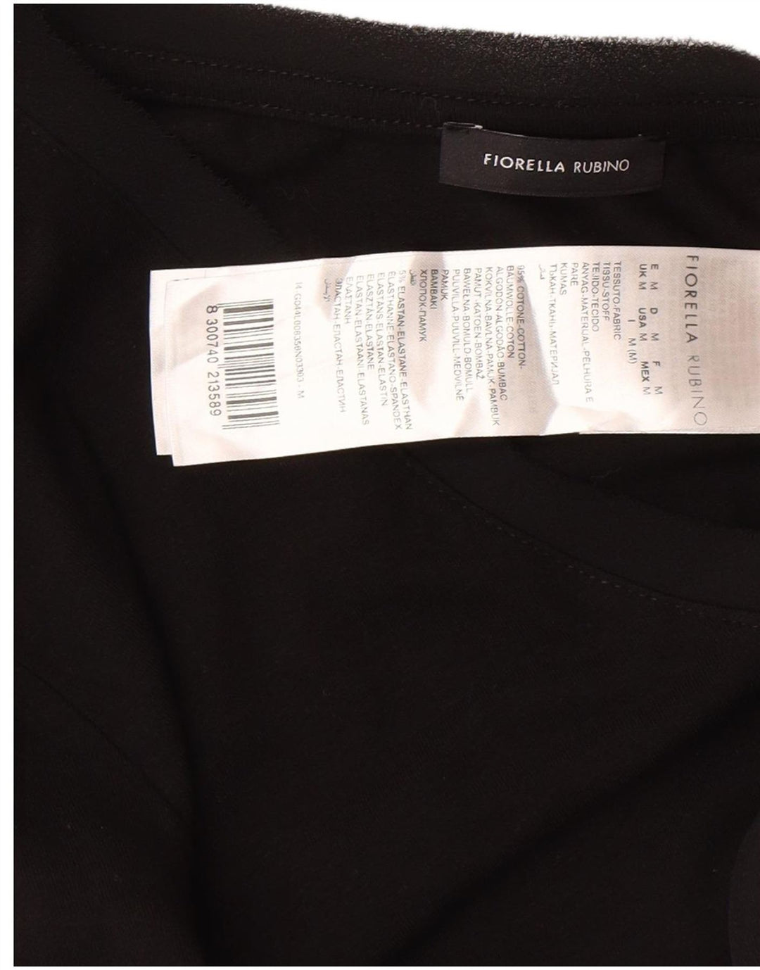 Fiorella Rubino Womens Graphic Top Langarm UK 14 Mittelschwarze Baumwolle