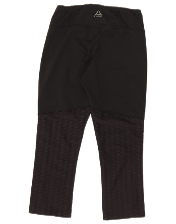 Reebok Damen Speedwick Capri Leggings UK 8/10 Small Schwarz Gepunktet