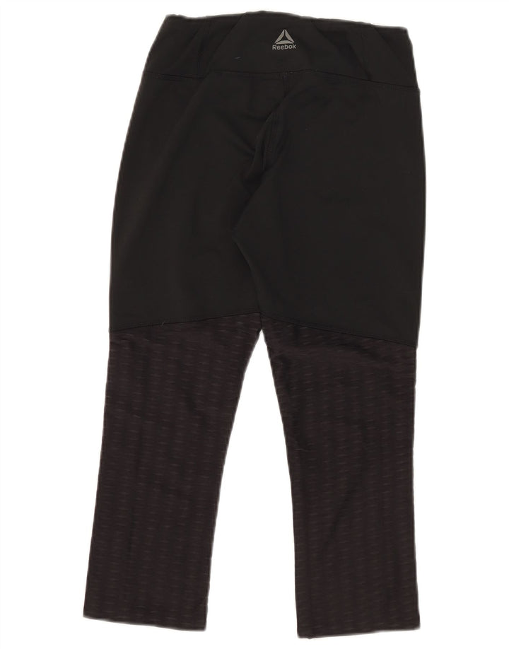 Reebok Damen Speedwick Capri Leggings UK 8/10 Small Schwarz Gepunktet