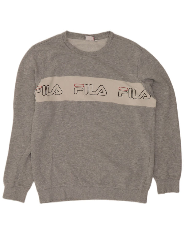 Fila Herren-Sweatshirt mit Grafik, groß, graue Farbblock-Baumwolle