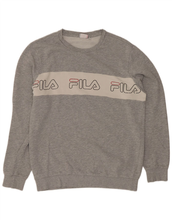 Fila Herren-Sweatshirt mit Grafik, groß, graue Farbblock-Baumwolle