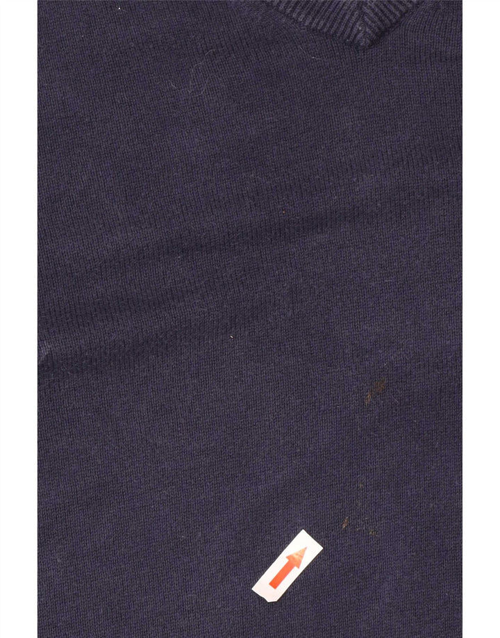 Tommy Hilfiger Herren-Pullover mit V-Ausschnitt, mittelmarineblaue Baumwolle