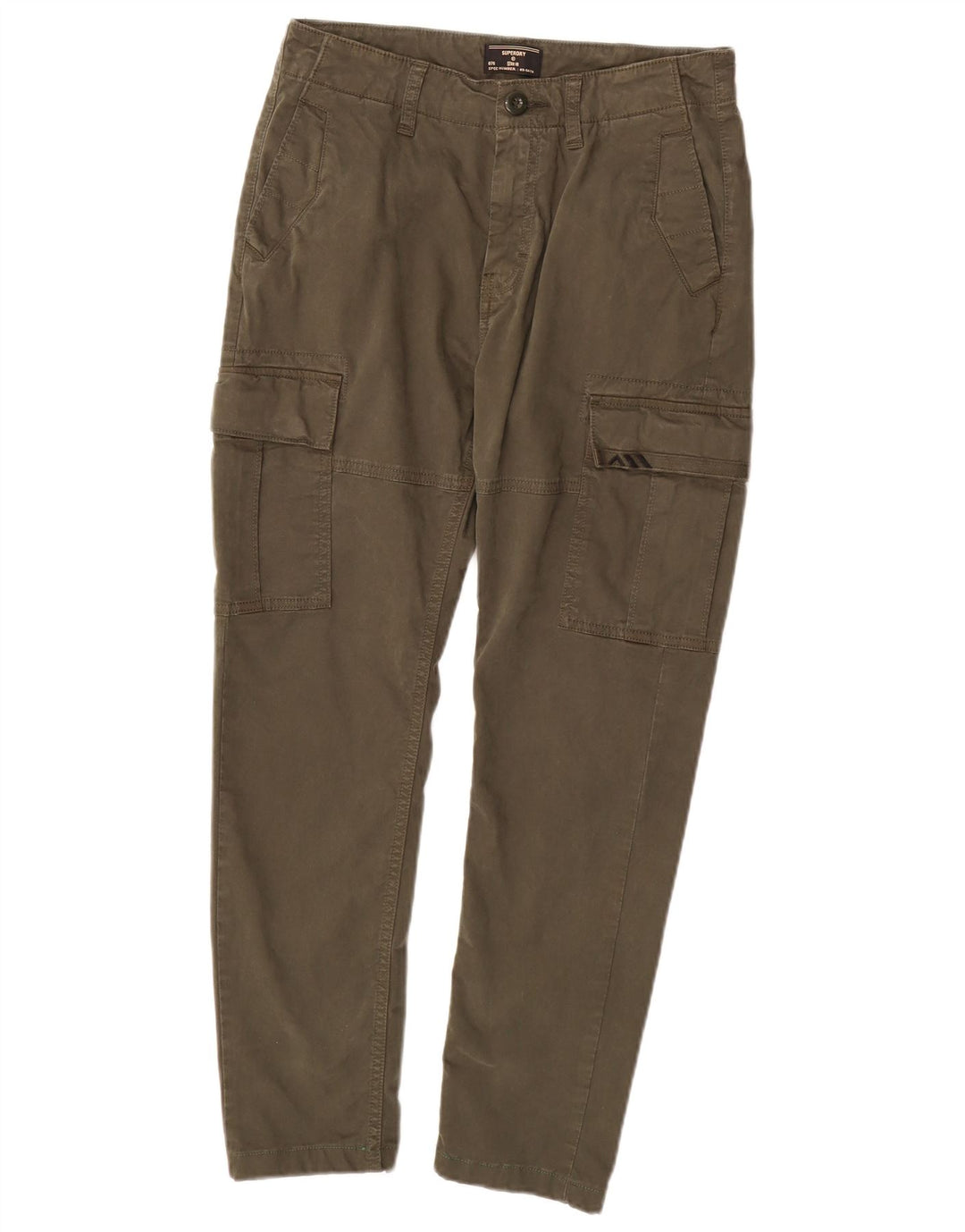 SUPERDRY Womens Slim Cargo Trousers W26 L30 Green Cotton