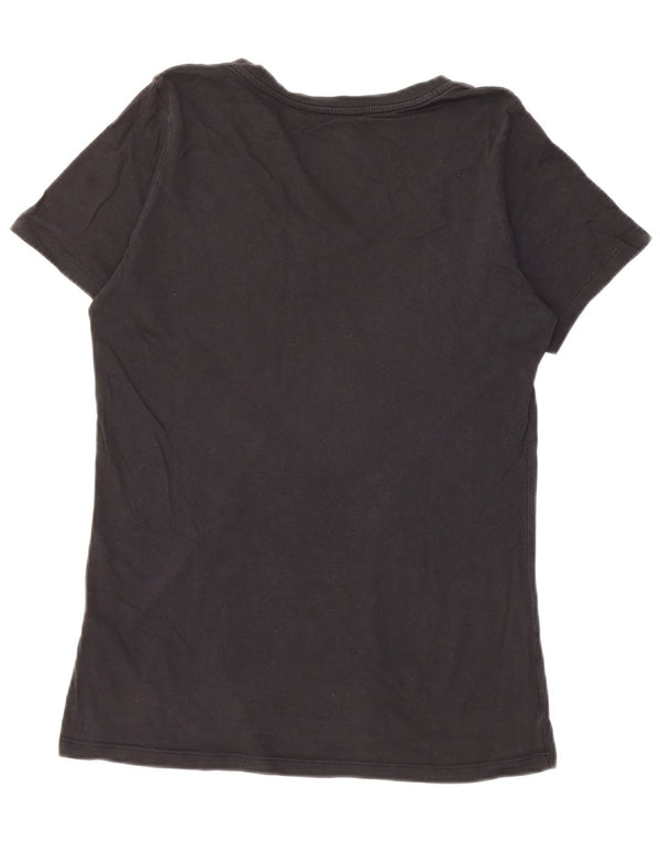 Nike Womens Athletic Fit T-Shirt Top UK 12 Mittelschwarze Baumwolle