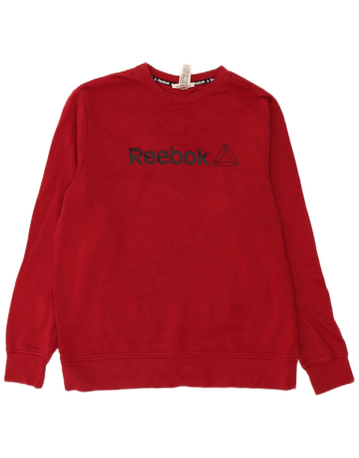 Reebok Herren Grafik-Sweatshirt-Pullover, groß, Burgunderrot, Baumwolle