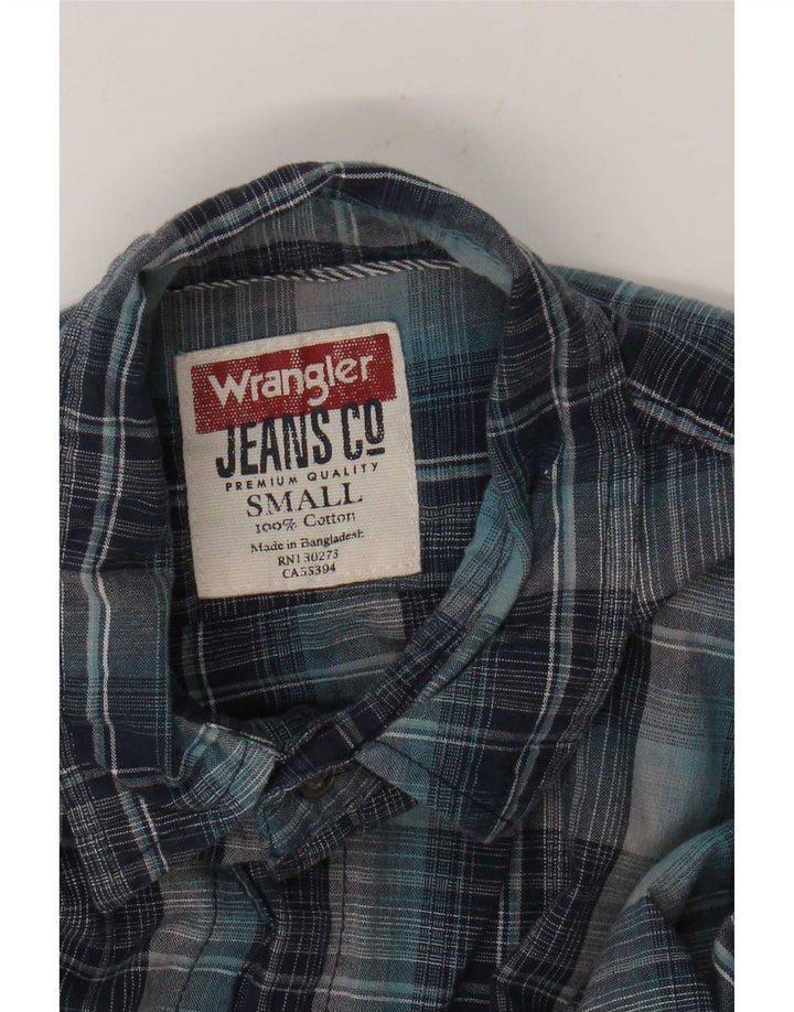 Wrangler Herren-Flanellhemd, klein, blau kariert, Baumwolle