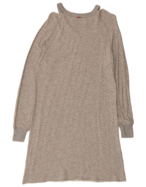 Replay Damen Langarm-Sweatshirt-Pulloverkleid, Größe S, Grau, Baumwolle