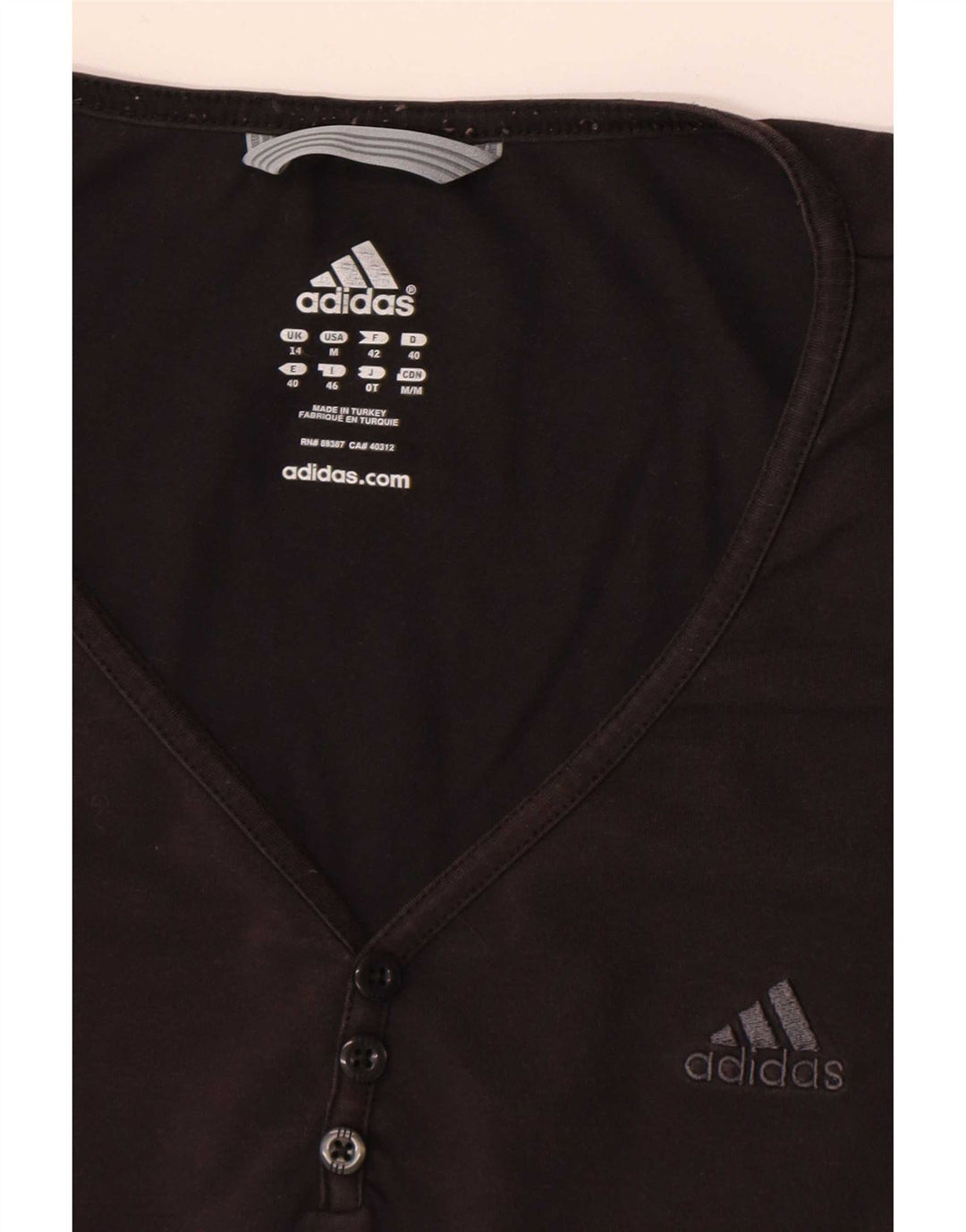 Adidas Damen T-Shirt Top UK 14 Medium Schwarz
