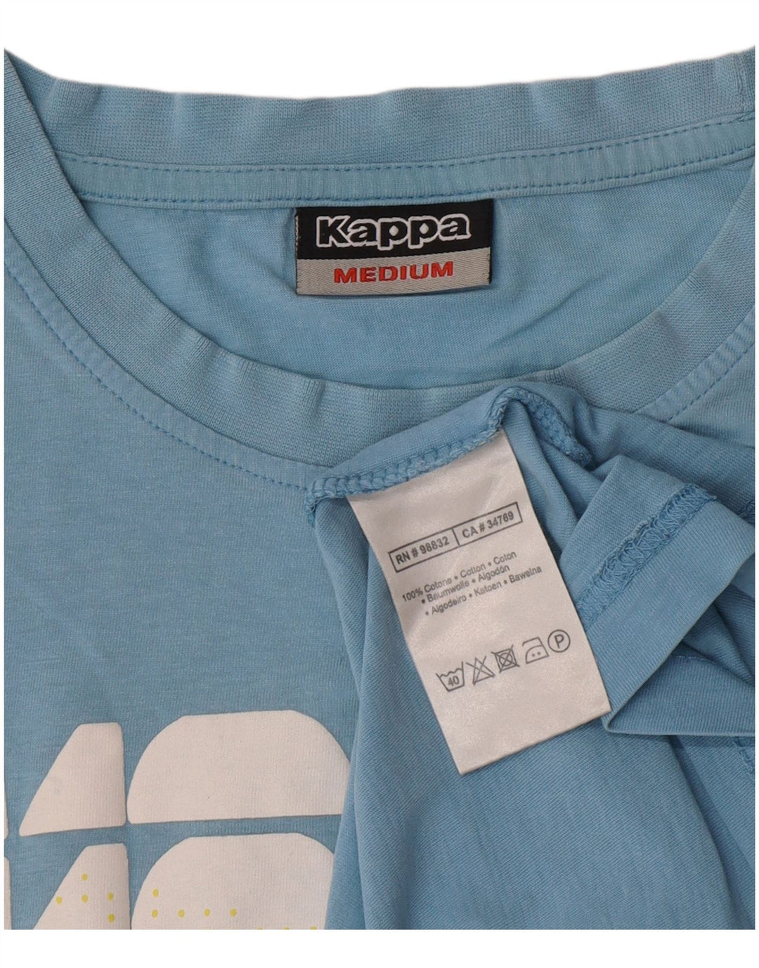 Kappa Herren Grafik-T-Shirt-Oberteil aus mittelblauer Baumwolle