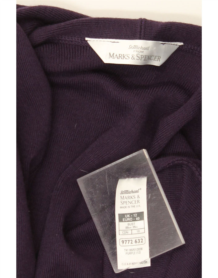 MARKS & SPENCER Womens Oversized Open Cardigan Sweater UK 12 Medium Purple