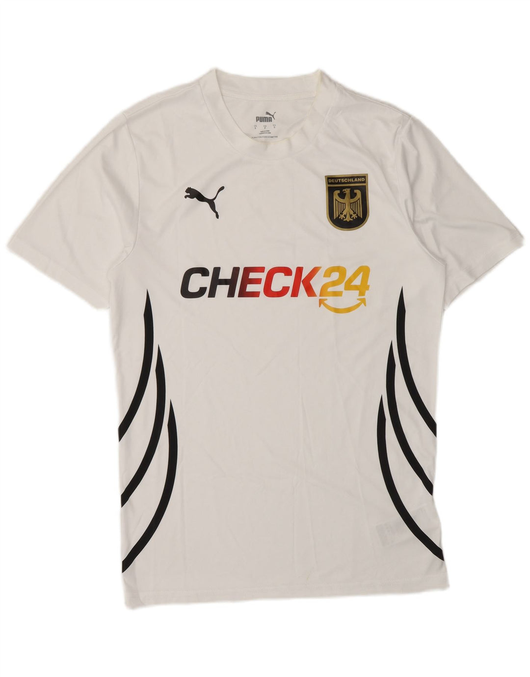 Puma Herren Deutshland Graphic T-Shirt Top Small weiß gestreift Polyester