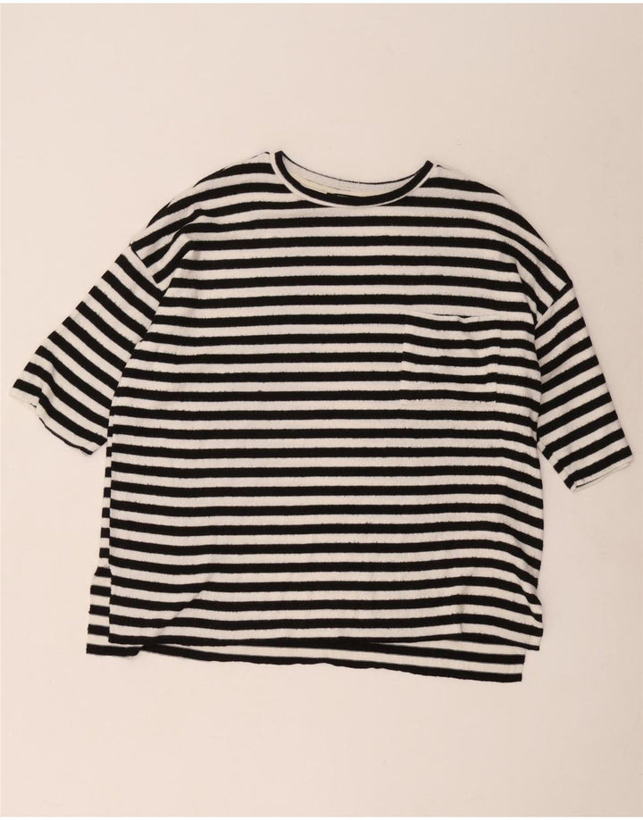 Übergroßes T-Shirt-Oberteil von Zara für Damen, UK 14, mittelschwarz gestreift