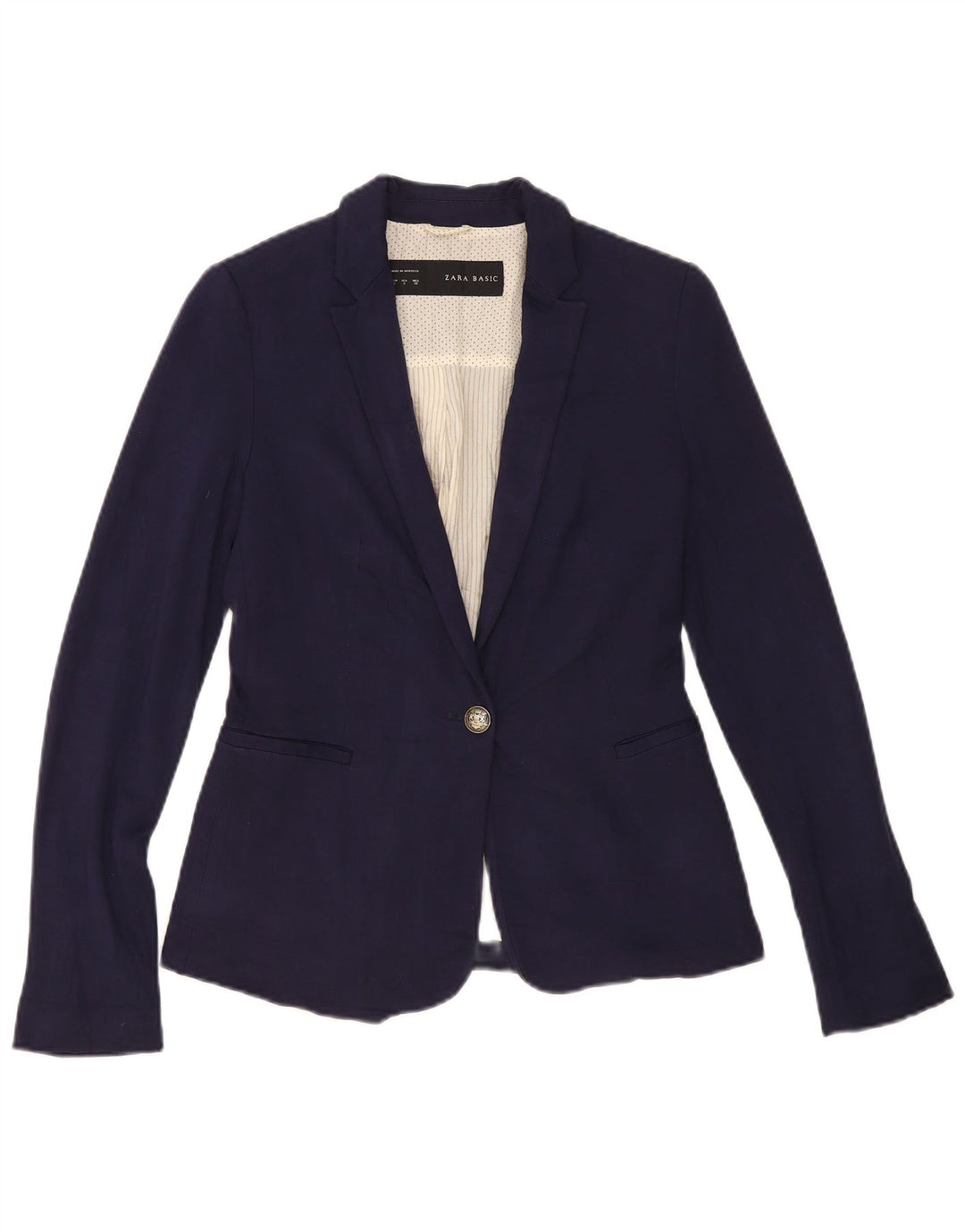 Zara Damen 1-Knopf-Blazerjacke UK 10 Small Marineblau