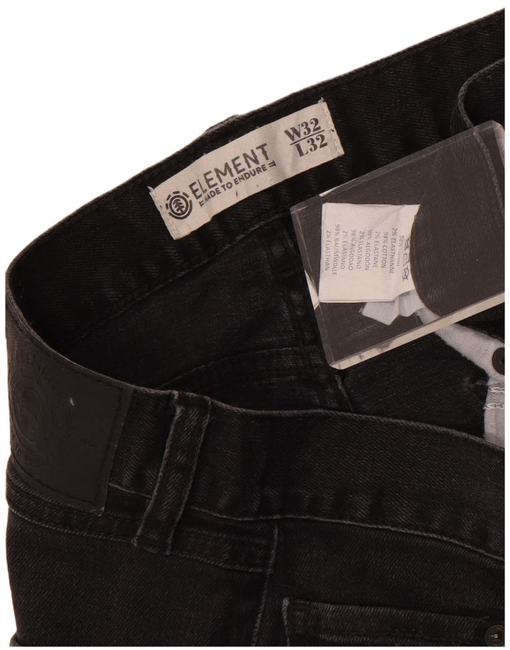 Element Herren Slim Jeans W32 L32 Schwarze Baumwolle