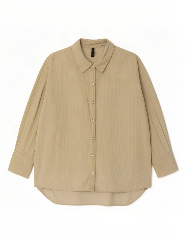 Zara Damen Trafaluc Übergroßes Cordhemd UK 14 Mittelbeige Baumwolle