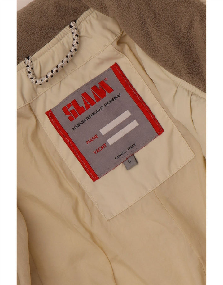 Slam Womens Quilted Overcoat UK 16 Large Off White Colourblock